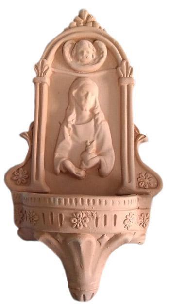 ACQUASANTIERA CON MADONNA (Bsc) h.30,00 x15,00  cm. 0,600kg